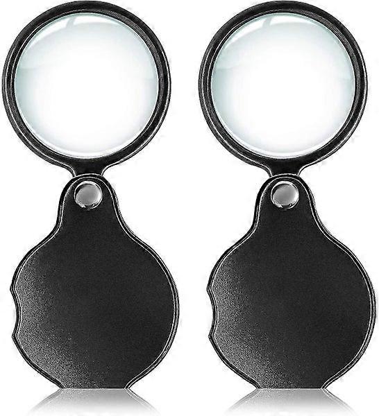 2-Pack Small Pocket Magnifying Glasses - Premium Folding Mini Magnifiers