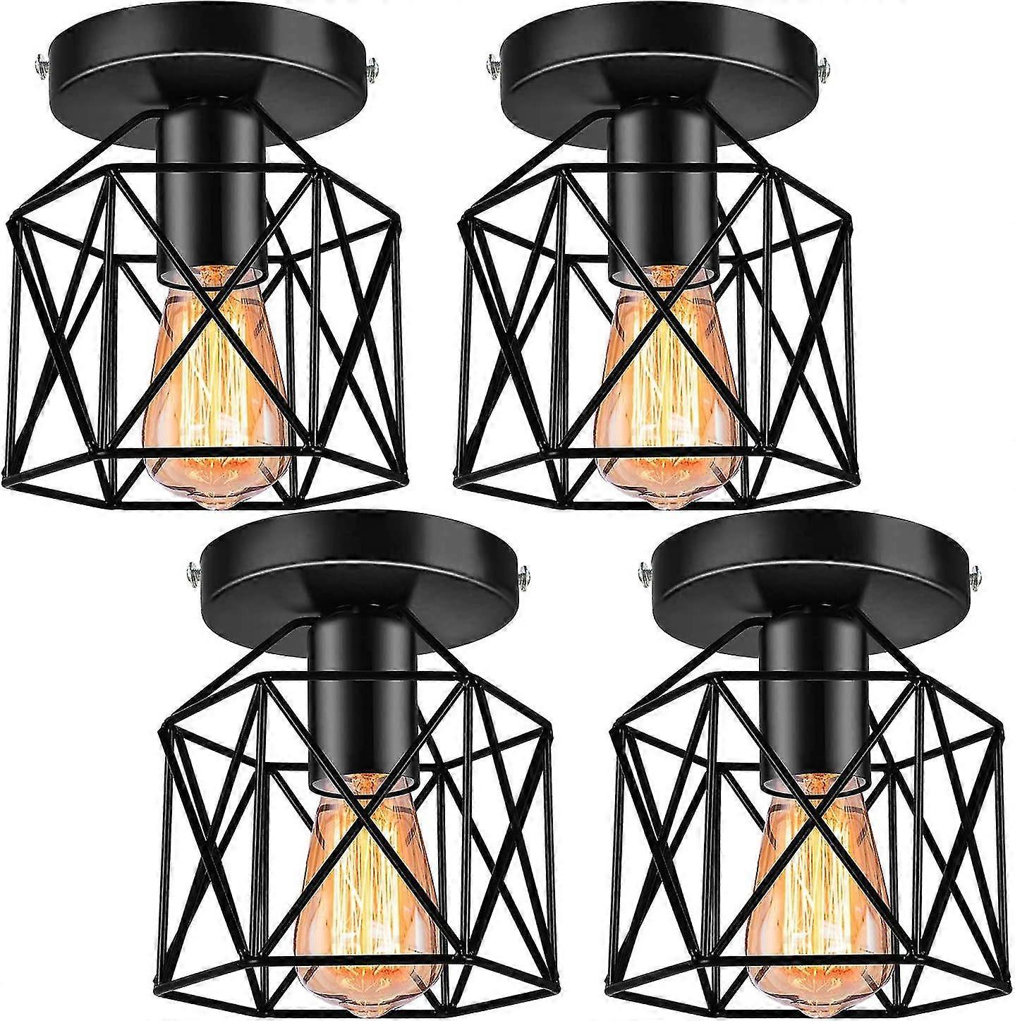 4 حزمة الصناعية خمر السقف ضوء لاعبا اساسيا ، E26 المعادن ريفي قفص تركيبات الإضاءة تي