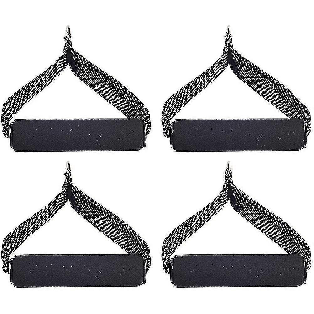 4pcs Single-grip Handles With Carabiner Clips Pull Handle Exercise Handles For Resistance Tube Exercise Strength Training (black)