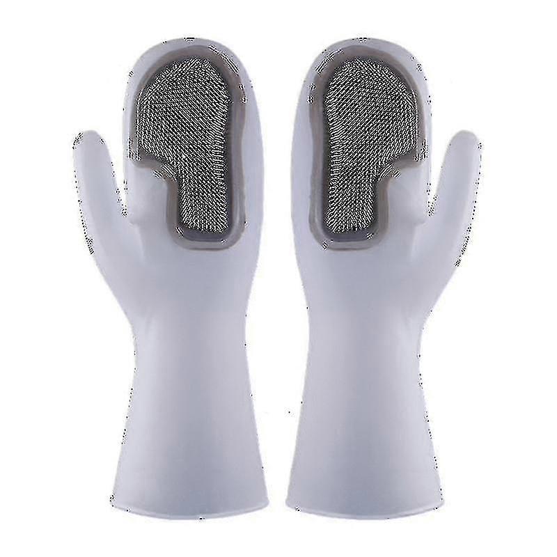Silicone Cleaning Gloves With Kitchen Brushgrey