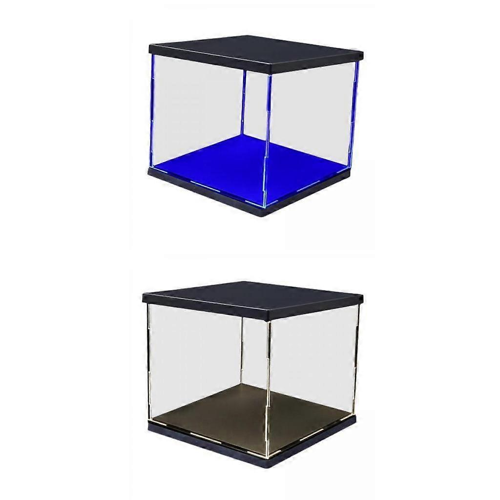 2PCS Clear Plastic Display Showcase with LED Light Box for Model Dustproof