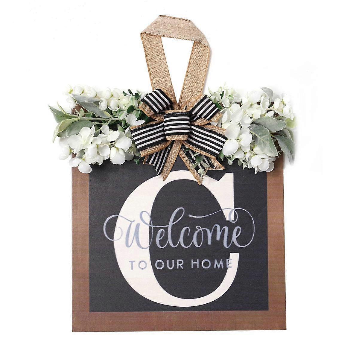 Year Round Front ,16 Inch Farmhouse Wreath,Spring Wreaths for Front Door Outside Hanger Decor(C)
