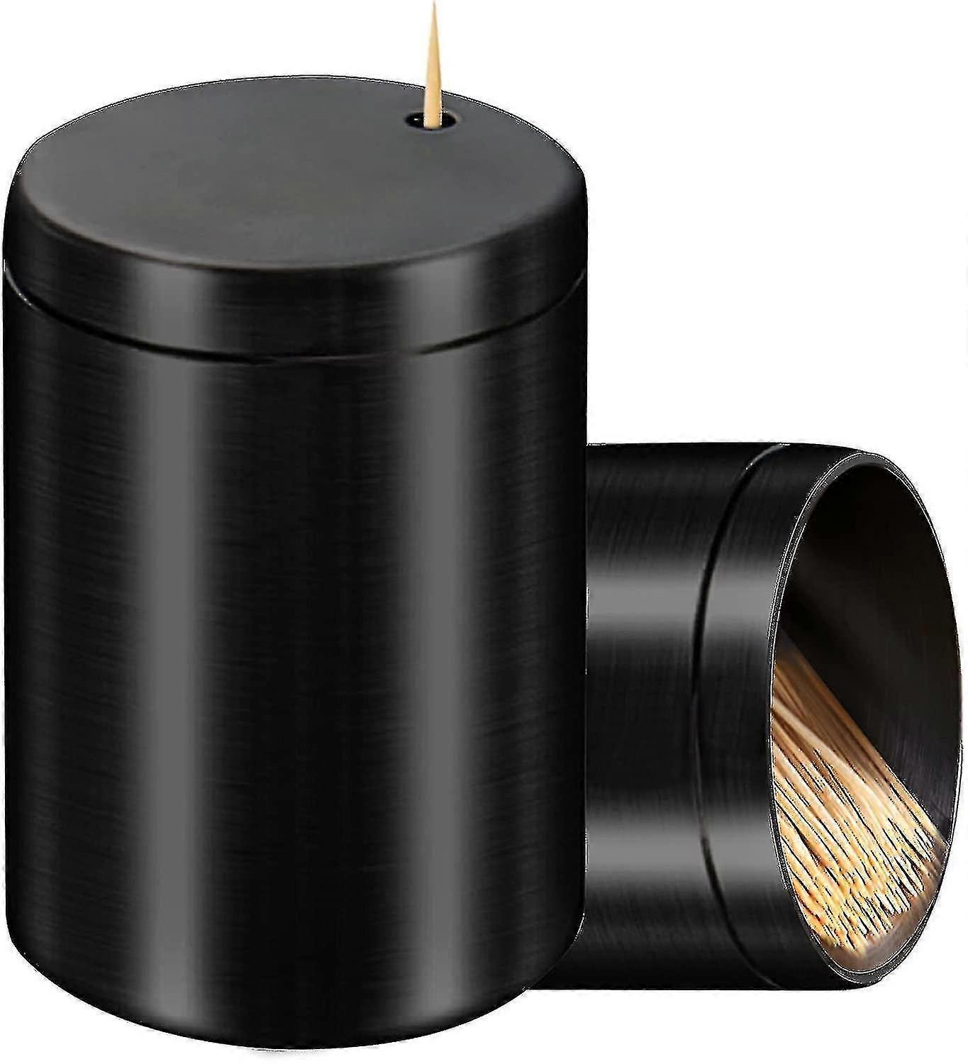 Dispenser porta stuzzicadenti in acciaio inossidabile, contenitore per stuzzicadenti addensante argento (colore: nero)
