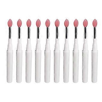 10 Pieces Of Silicone Lip Brush, Soft, Reusable, Dustproof, Portable, Multi-functional Lipstick, Eyebrow Pen, With Cover And Sequin Design