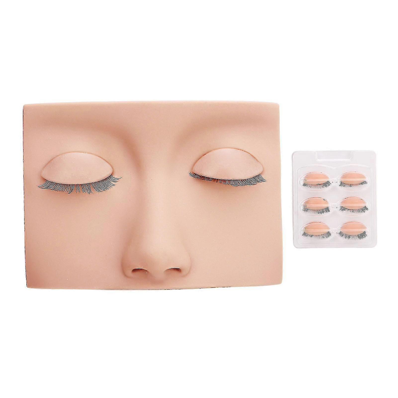Lash Mannequin Head With 3 Pairs Replaceable Eyelid Silicone Eyelash Extension Practice Mannequin