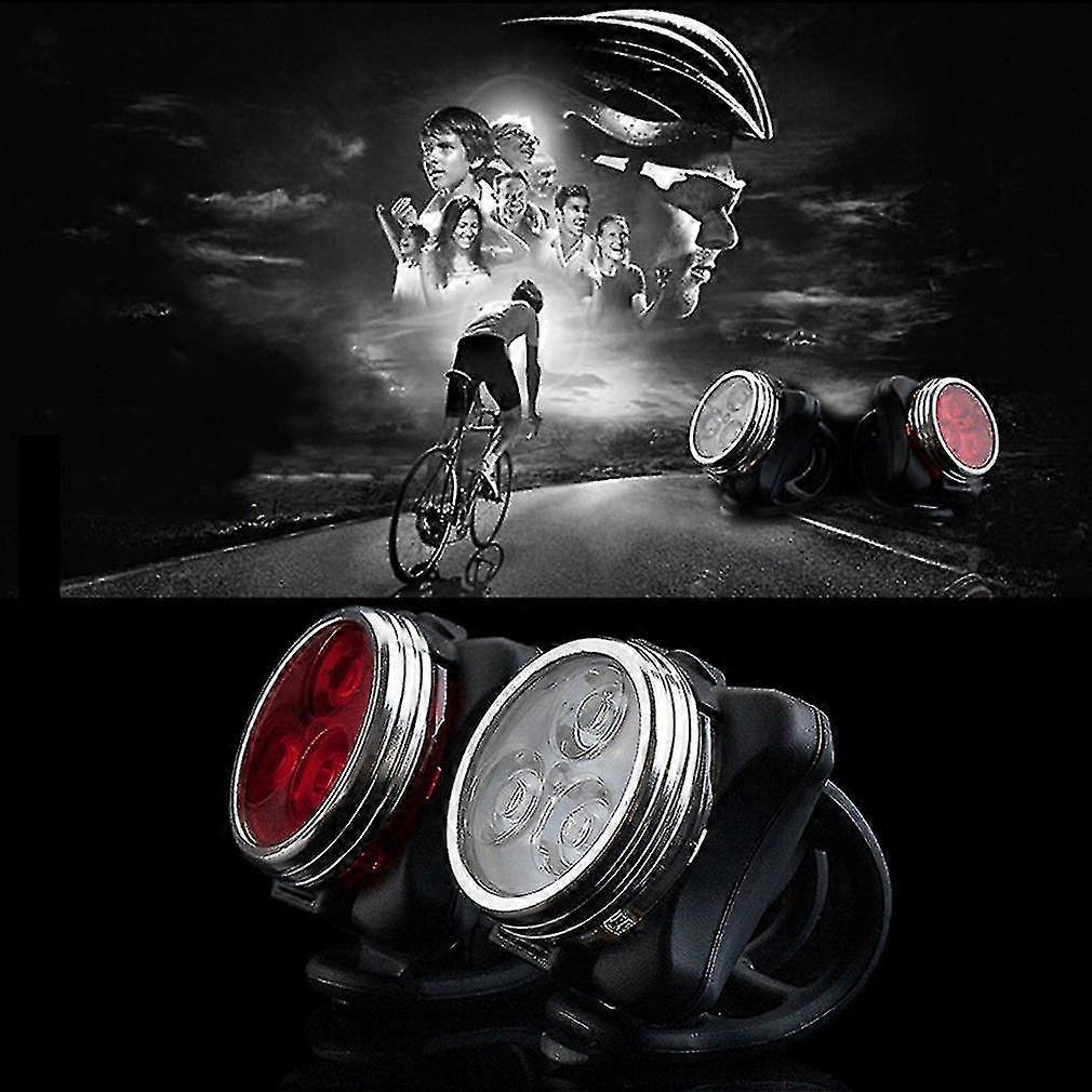 Bicycle Bike 3 Led 4 Modes Head Front Rear Tail Light Lamp Usb Rechargeable