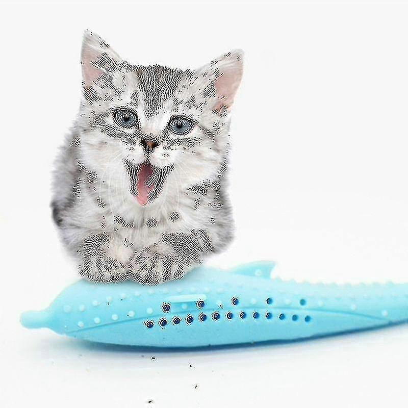 Catnip Cat Teeth Cleaning Silicone Dolphin Toy(blue)