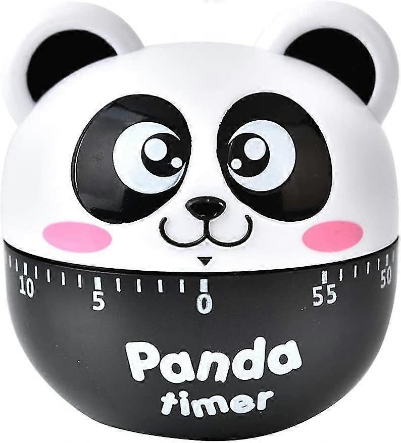 Kitchen Egg Timer Cute Classroom Timer Panda Shape Mechanical Kitchen Baking Cooking Timer Reminder 60 Minutes (black)