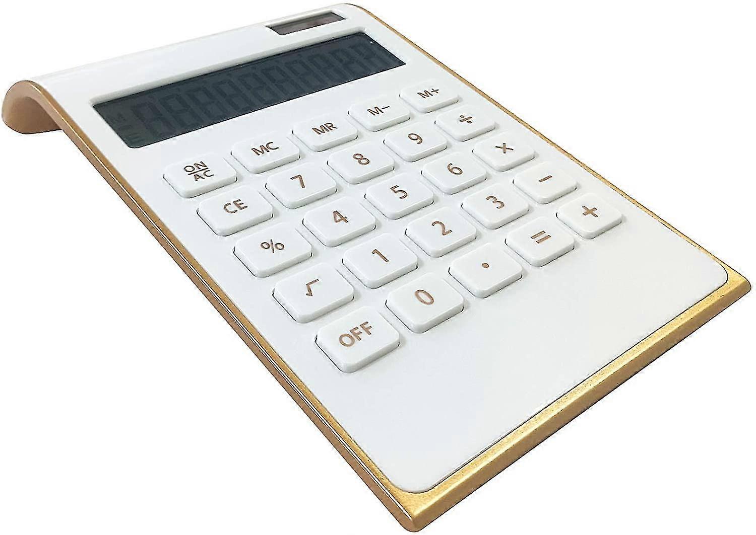 calculator, 10 digits solar battery basic, dual powered desktop calculator, tilted lcd display, inclined design
