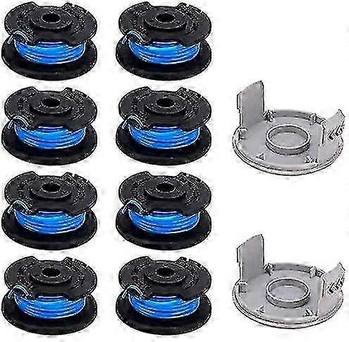 10パック0.065インチライントリマー交換スプールリョービ18v 24v 40v、フィットリョービワン+ Ac14rl3a、11フィートコードレス、8スプール+ 2トリマーキャップ