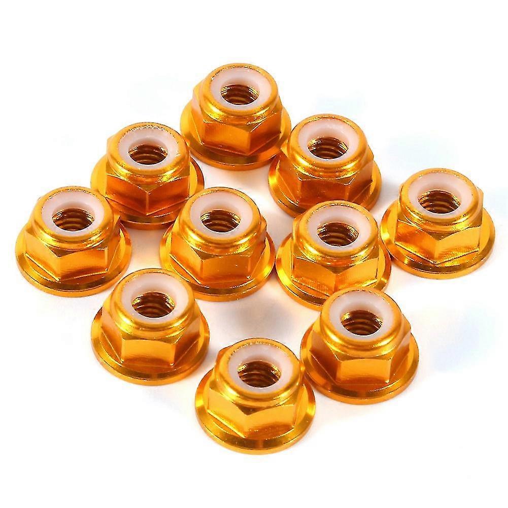 M5 Nylon Insert Self-Lock Aluminum Hex Lock Nut - 10 Pack (Gold)
