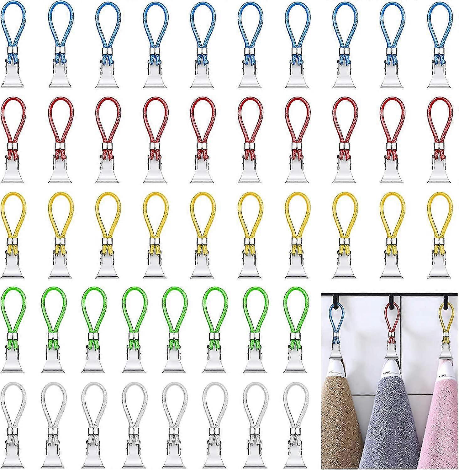 50ピースタオルクリップメタルタオルホルダークリップふきんハンガーふきんクリップ吊り下げ用カラータオルフック