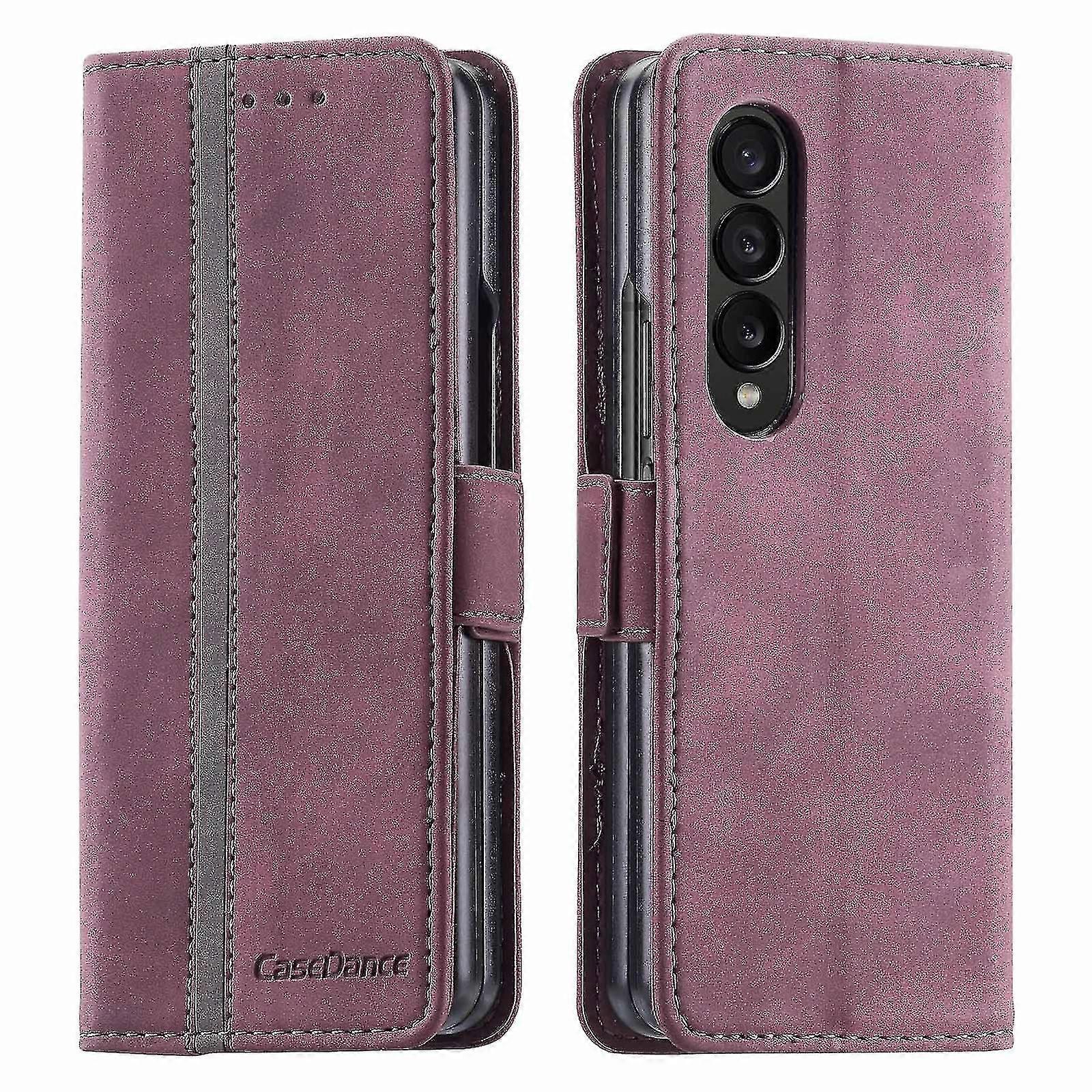 Étui en cuir à surpiqûres rayées compatible Samsung Galaxy Z Fold 4Z Flip 4 Flip Flip Wallet avec fente pour carte