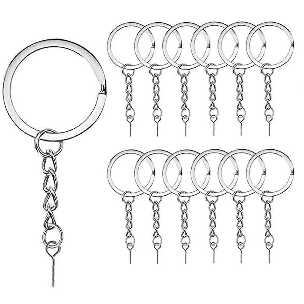 100x Flat Key Rings with Chain Open Jump Rings Hardware Crafts Jewelry Making