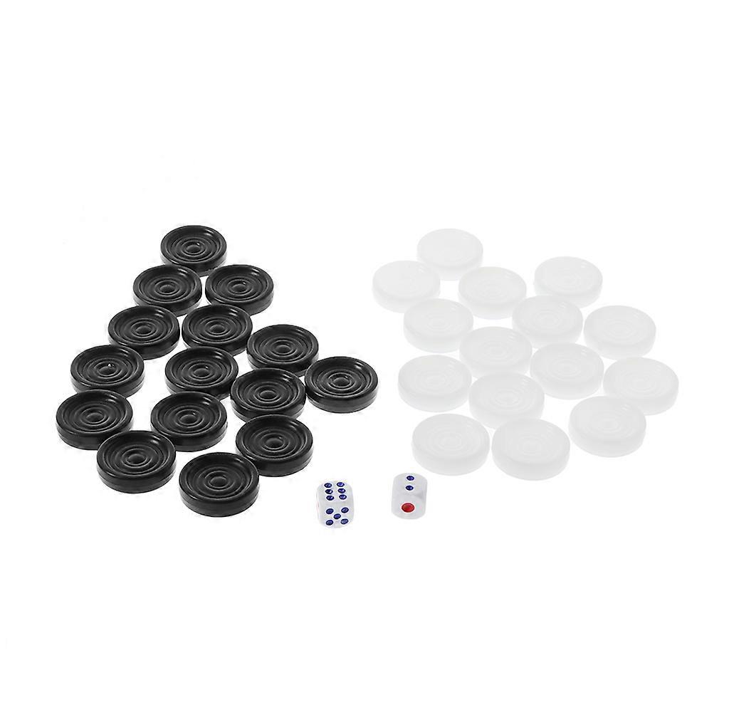 32-delt plast dam, internasjonal svart hvit sjakk, backgammon brikker