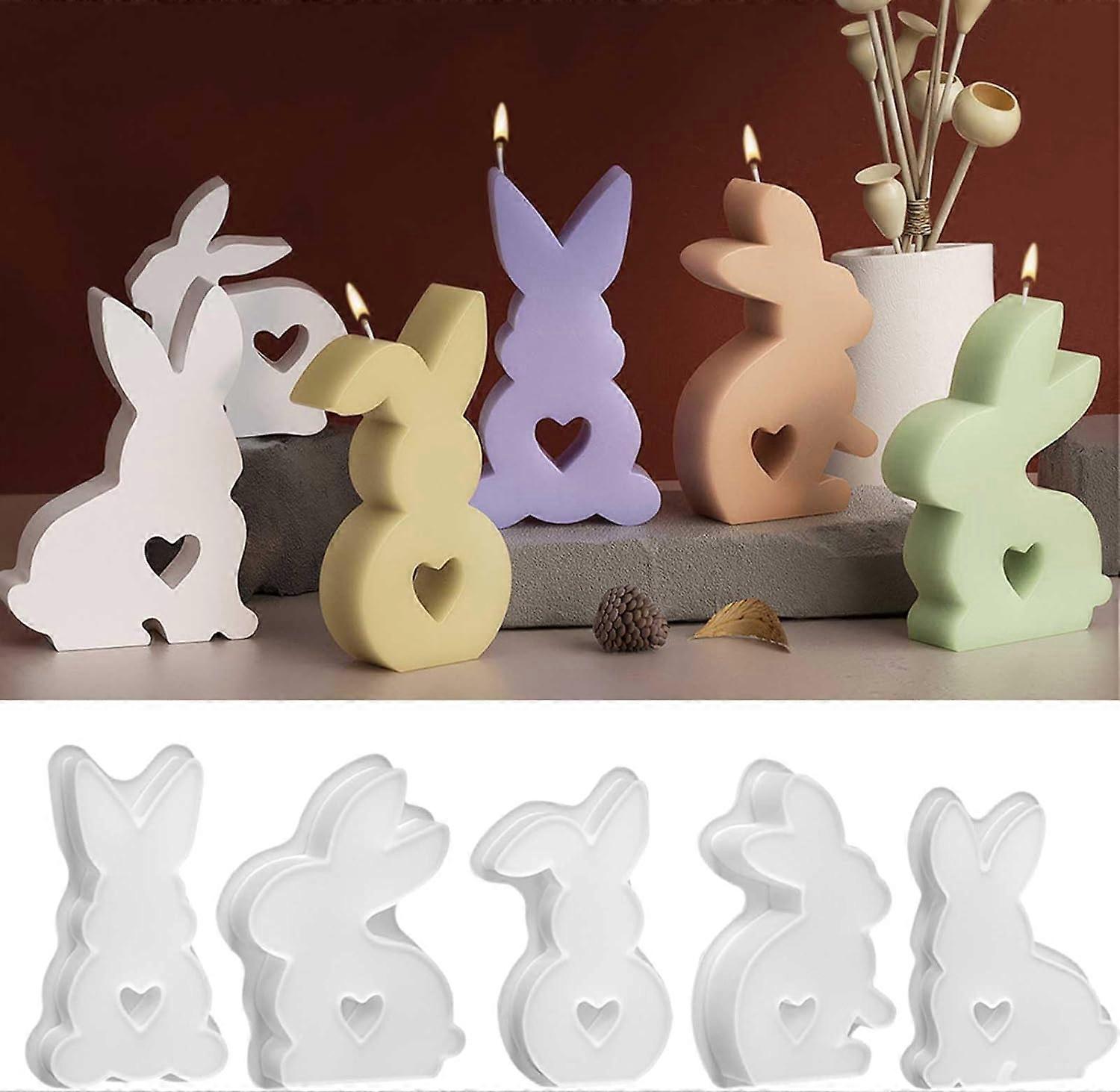 5pcs Silicone Moulds Casting Moulds, Easter Silicone Mould Easter Bunny Spring Casting Mould, Silicone Casting Moulds Easter Bunny Candles