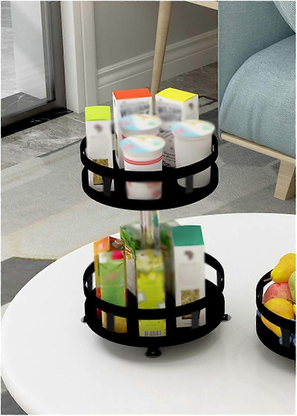 Black Kitchen Cabinet Turntable Spice Rack Metal Rotating Tray Round Spice Hub Rotating 360 Degrees