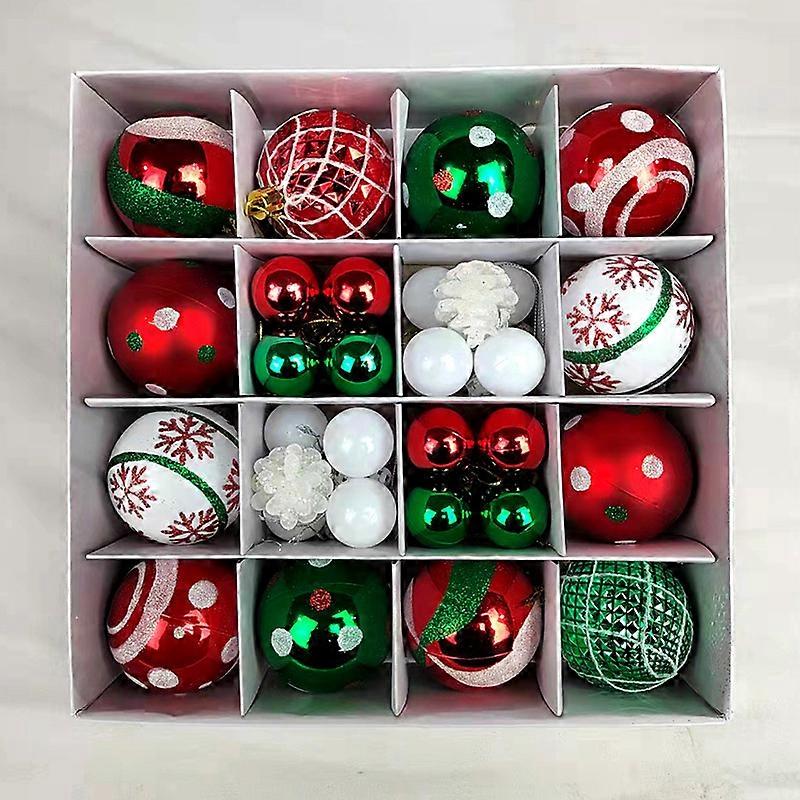 Red, green and white Christmas balls 3-6cm42pcs decorations, small unbreakable Christmas balls on the Christmas tree