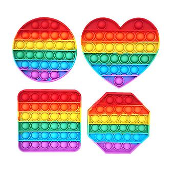 Push Pop Bubble Fidget It Sensory Toys Set, Pop It Fidget Toys For Anxiety Relief Push Fidget Toy Silicone Stress Reliever Toy(4pack Rainbow)