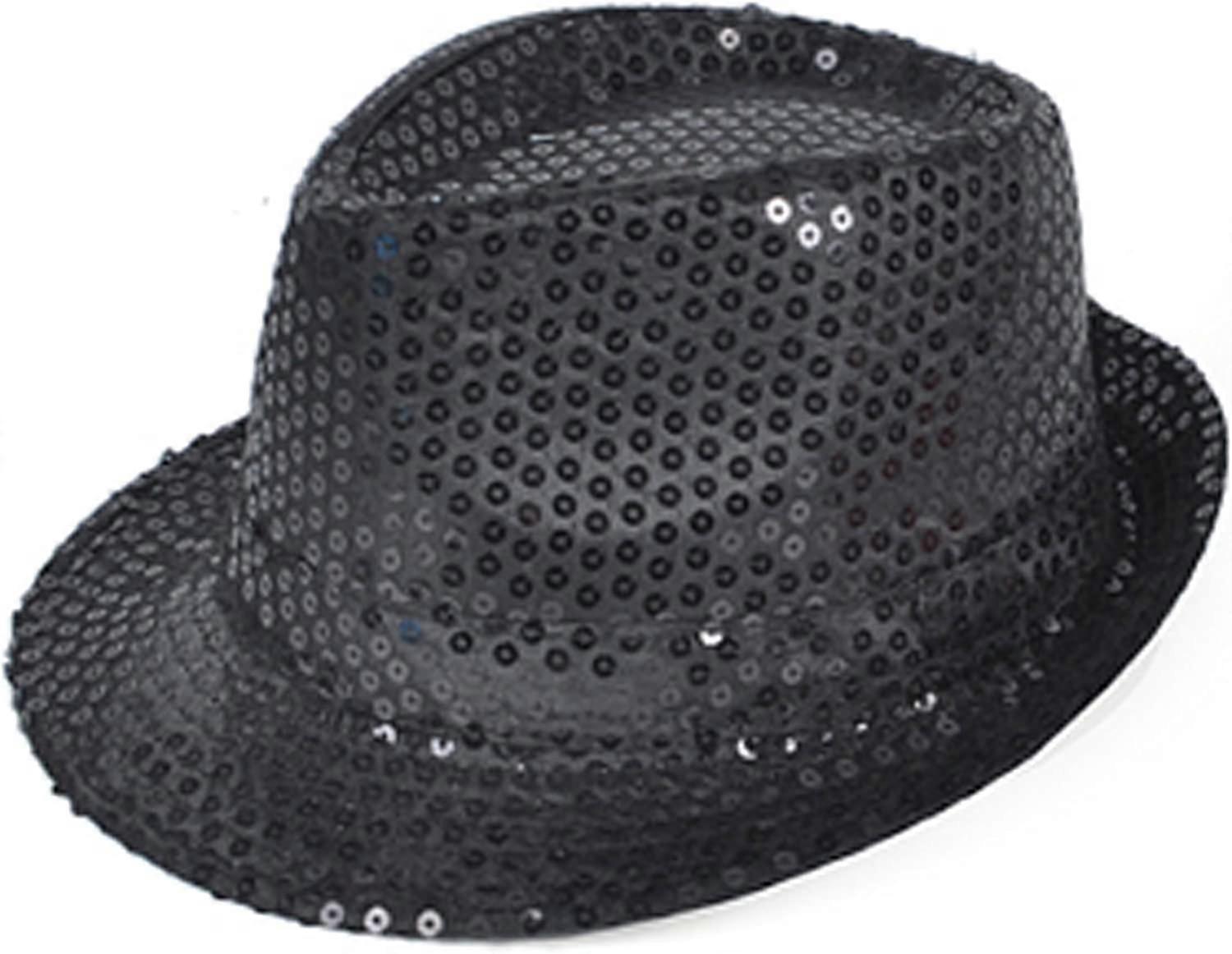 Sequined Fedora Hat (black) - -