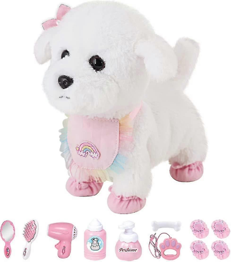 Interactive Plush Pet Dog,electronic Plush Toy Dog With Remote Control Leash,walking,barking & Wagging Tail,includes Puppy Accessories For 3+ Age Girl