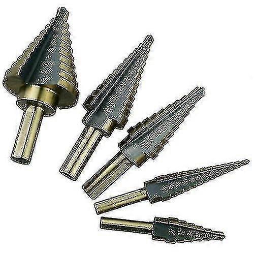 5-pack Titanium Cone Step Drill Bit Set