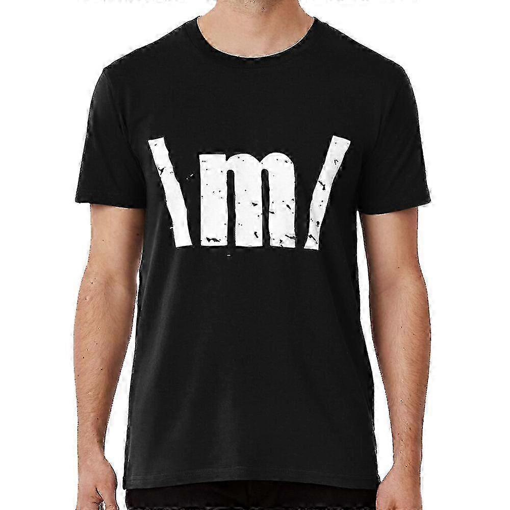 \M/ Crew Neck T-Shirt geek nerd Tee High Weight