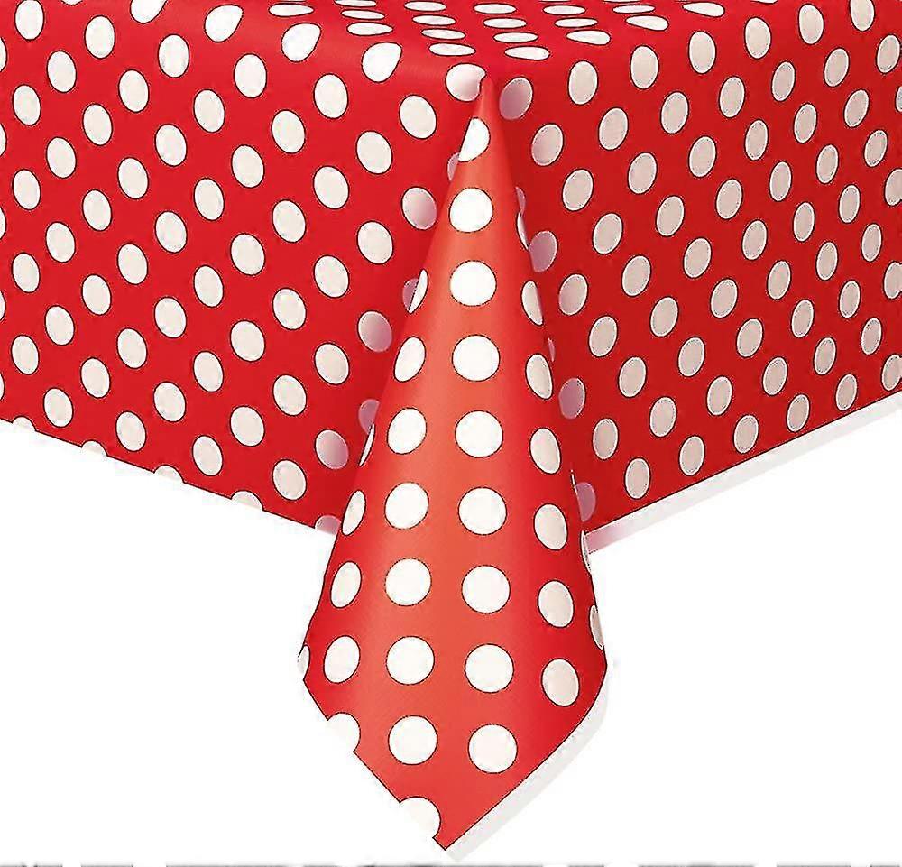 Plastic Red Polka Dot Tablecloth, 9ft X 4.5ft