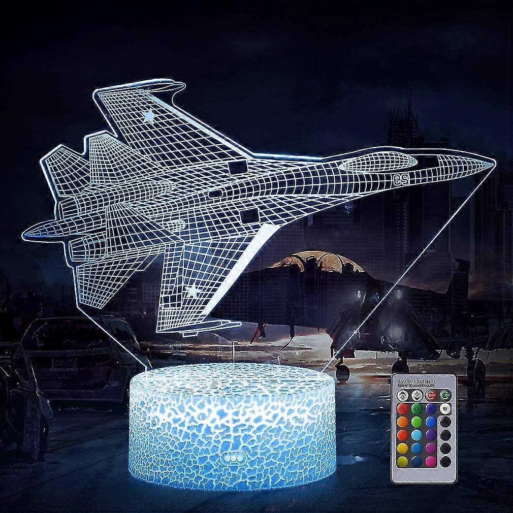 3d Plane , Fighter Plane 3d Led Illus Lamp 16 S Changing With Remote Touch Operated Dimmable Desk Lamp