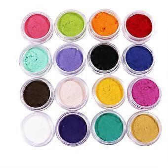 16 kleuren professionele nagel pluche poeder palet set kit, 2 pack