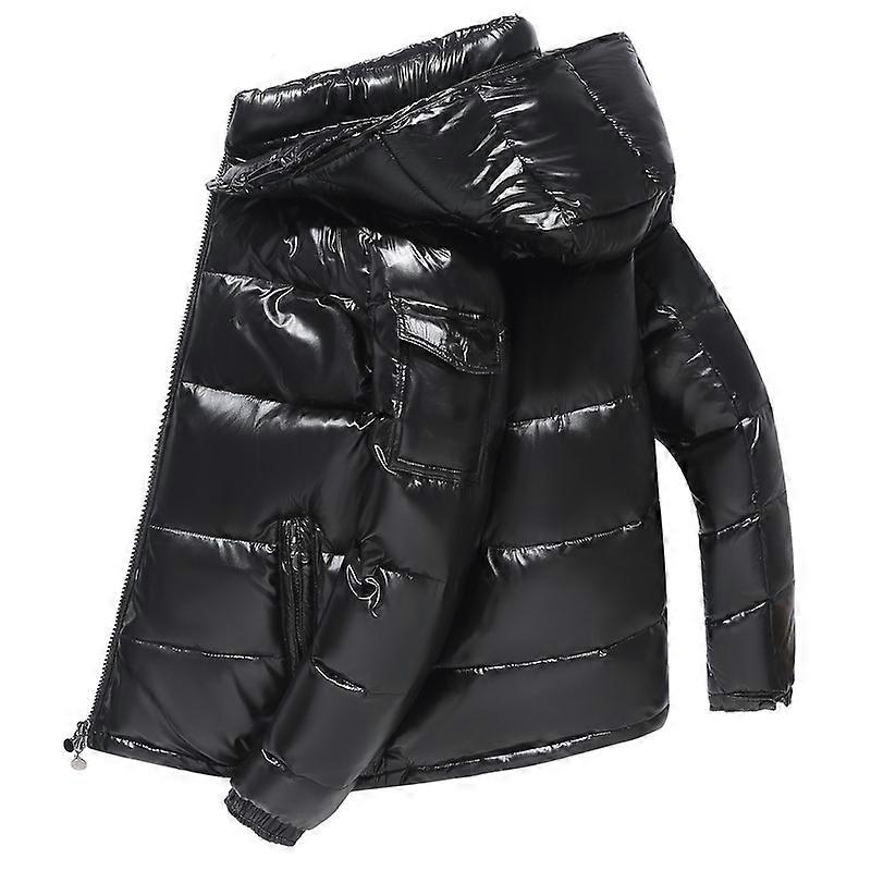 Shiny Down Jacket Men's Winter Jacket Stand Collar Down Jacket With Hood