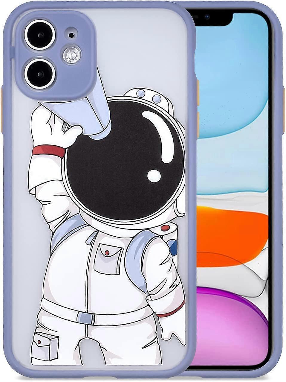 Compatible with iPhone 11 Case,Cute Creative Astronaut Cartoon 3D Pattern Frosted PC Back Protective Slim Shockproof Case for iPhone 11-Gray