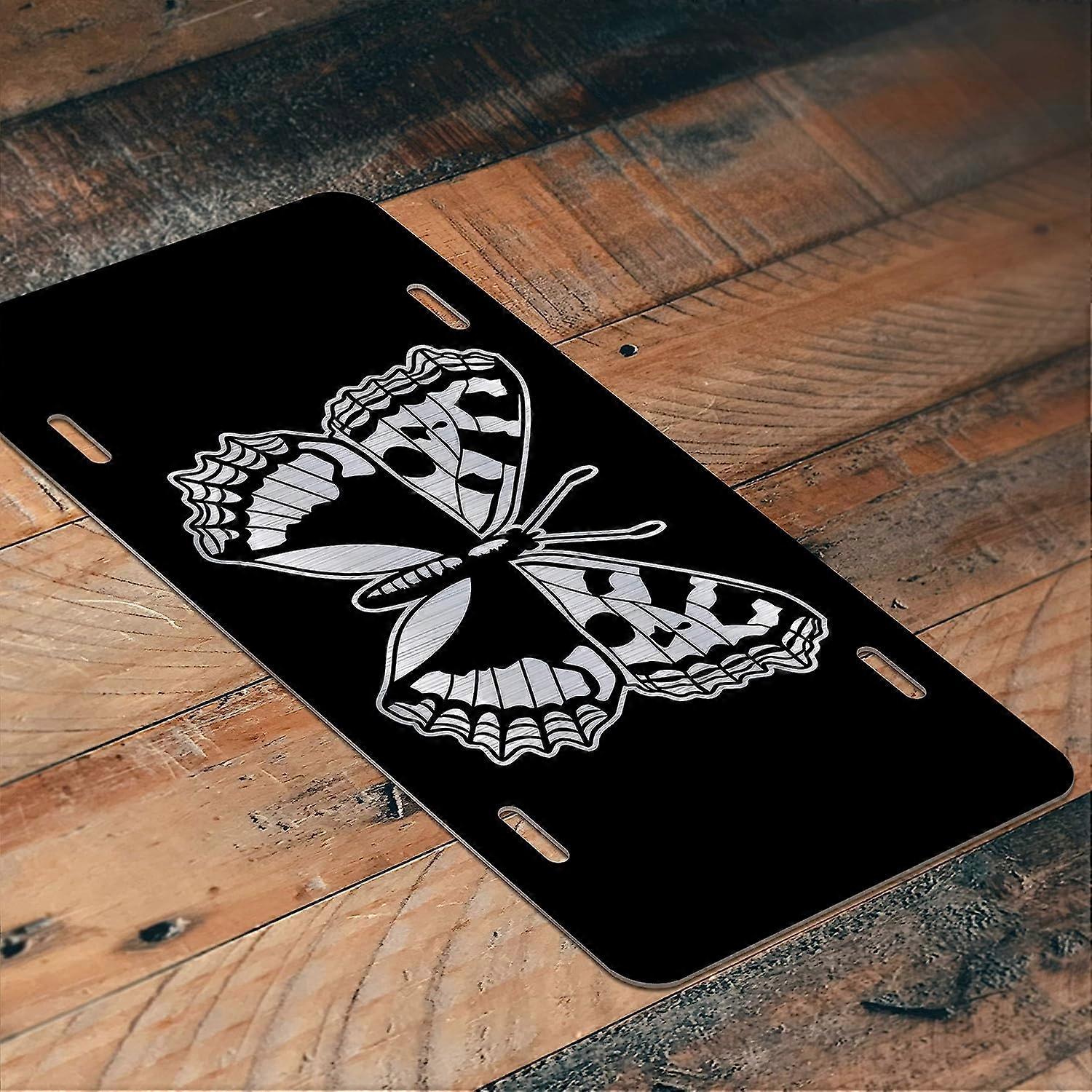 Placa de Licença de Alumínio Gravada em Borboleta | 6 polegadas por 12 polegadas | Carro Caminhão RV Trailer Wall Shop Man Cave | VLP736