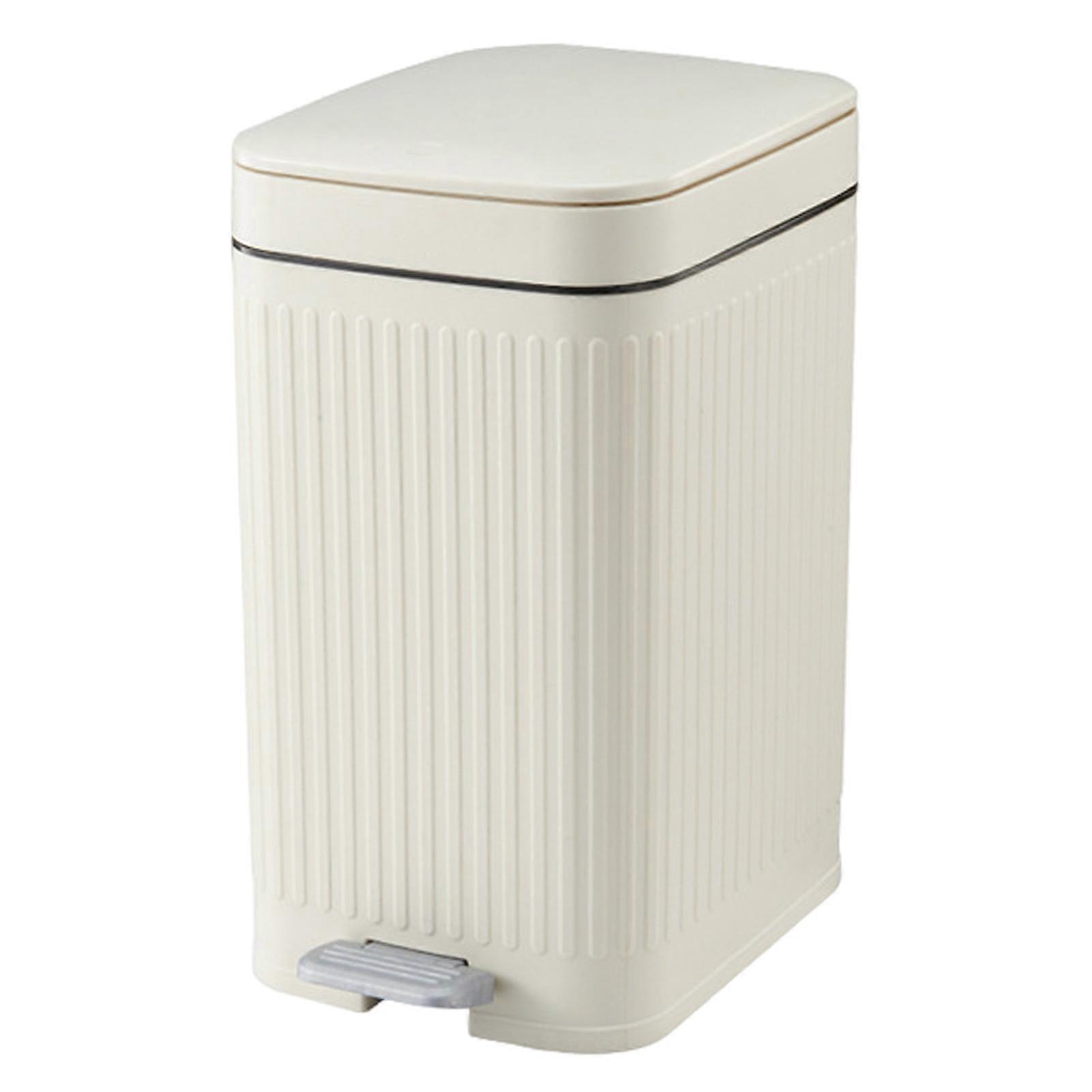 7L Push-Type Trash Can with Foot Pedal Large Capacity Smell Insulation Easy of Use Bathroom Waste Basket Garbage Can Jikaix