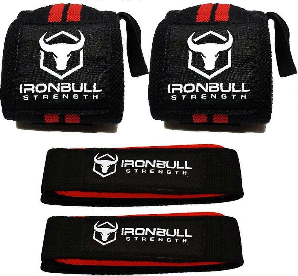 Wrist Wraps (20" Premium Quality) & Lifting Straps (Bundle Pack), Heavy Duty Wrist Support with Thumb Loop, Pair of Two Wrist Wraps with Pair of Two W