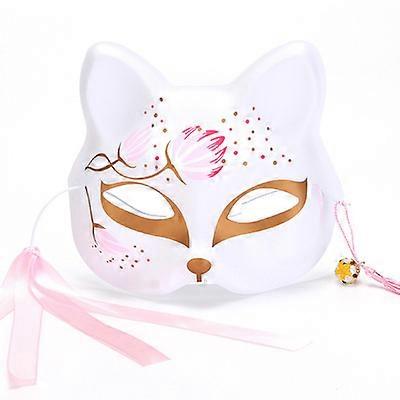 ピンクの桜 キツネのマスク アニメコスプレ 日本のハーフフェイス 猫のマスク 仮面舞踏会 歌舞伎 キツネマスク パーティーの小道具