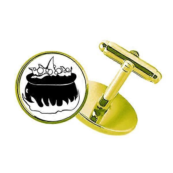 火ハッピー恐怖ハロウィーンスタッズビジネスメタルカフリンクスゴールデン