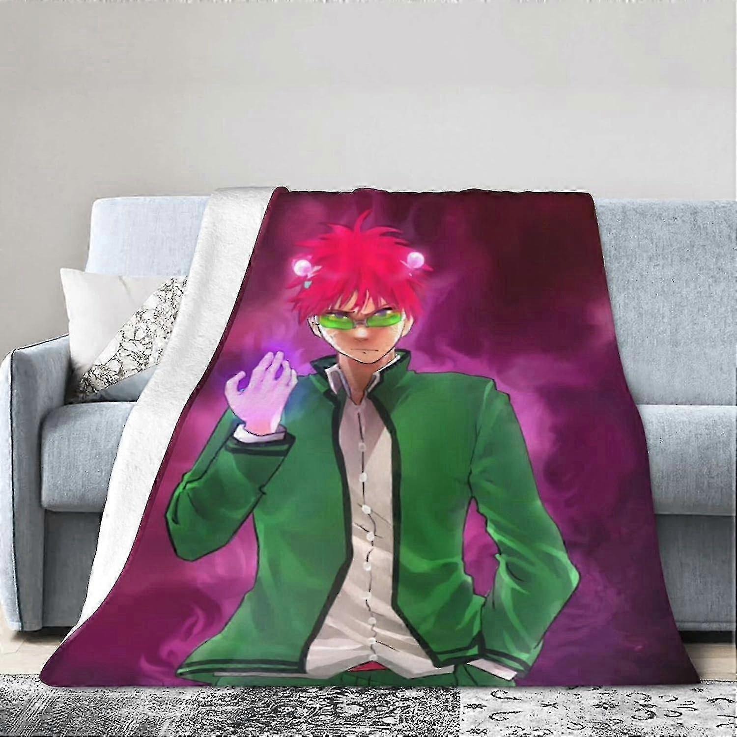 t1630 Blanket The Disastrous Anime Life of Saiki K Blanket Throw Blankets Ultra Soft Flannel Lightweight Throws for Couch Blanket bn1630