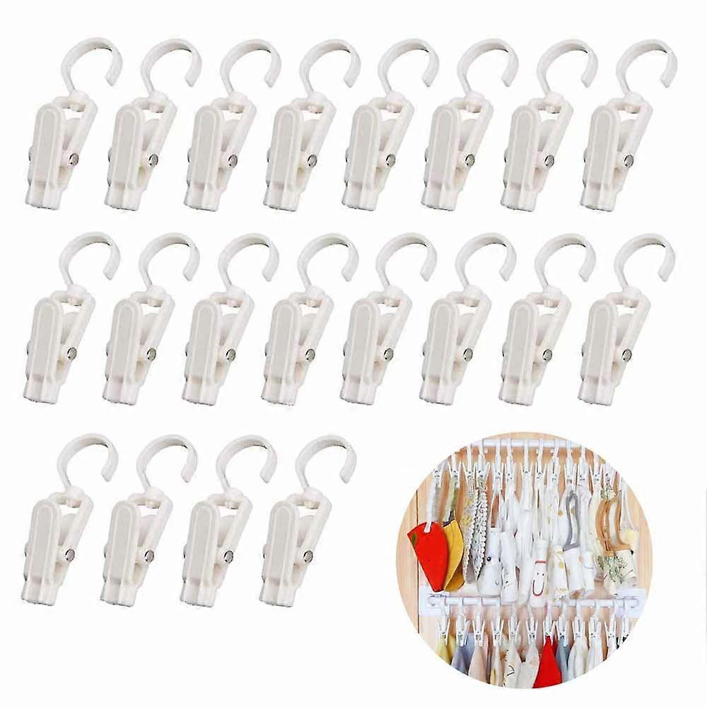 20PCS Laundry Hooks Clip Plastic Swivel Hanging Towel Clips with Hanger Hook