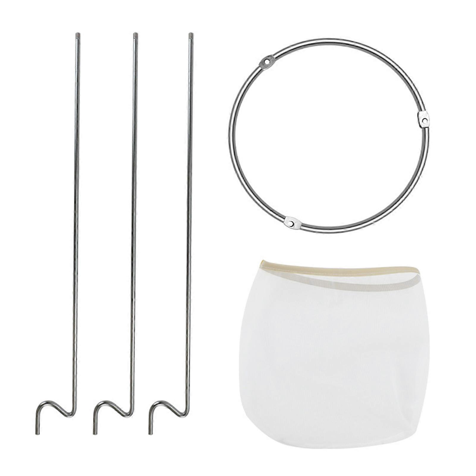 Stainless Steel Jelly Strainer Stand with Nylon Reusable Filter Bag Stable Triangular Design Kitchen Filter Holder for Nut Milk Juices Cheese Yogurt B