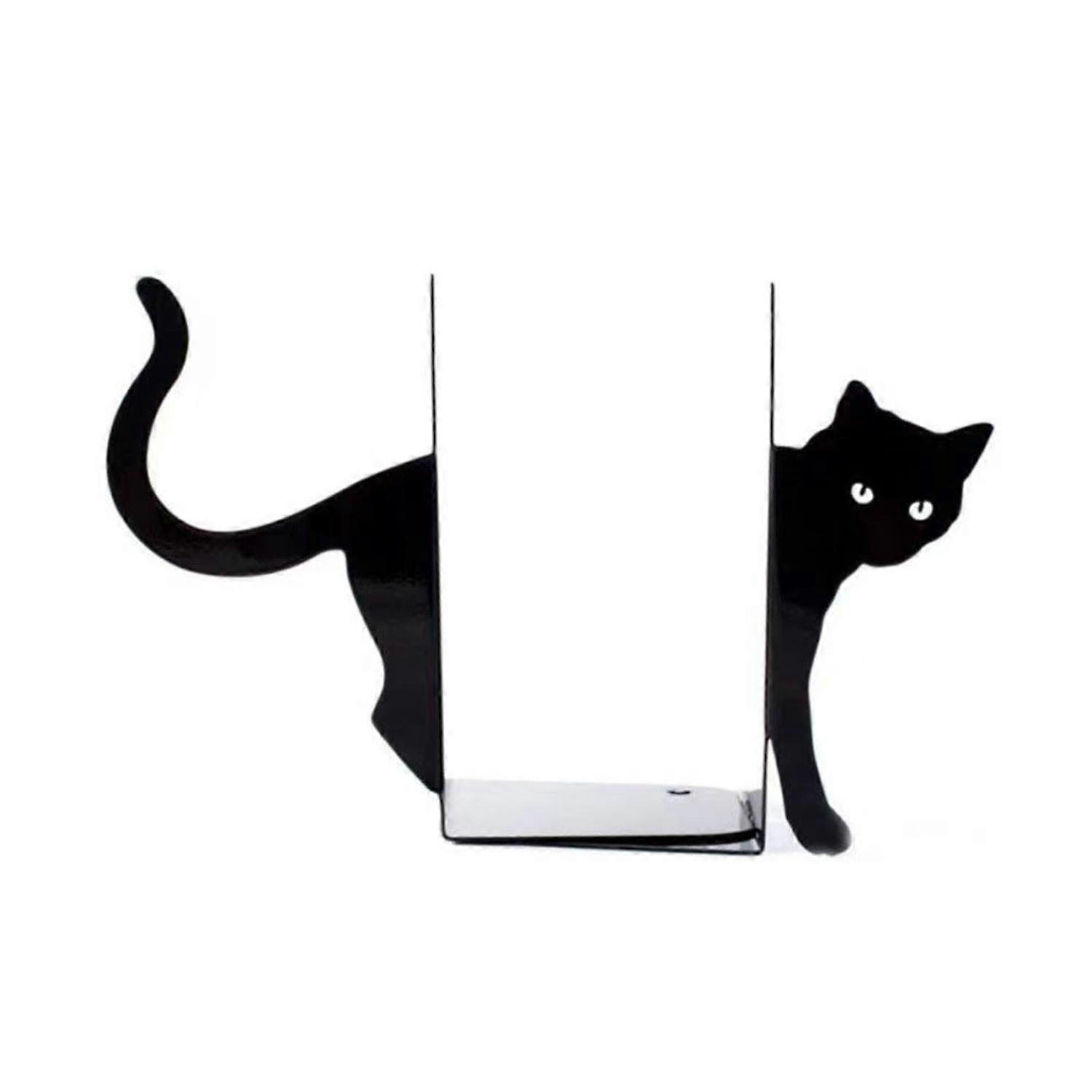 1 Pair Metal Bookends Whimsical Cat Design Decorative Bookends Rounded Edges Book Holders Office