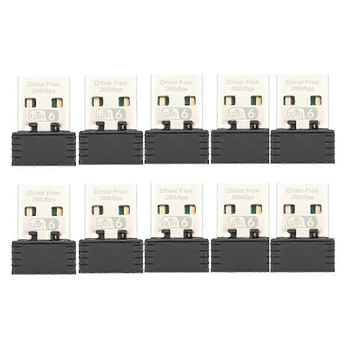 10 قطع USB واي فاي محول شبكة لاسلكية شبكة لان بطاقة 2.4 جيجا هرتز سائق مجاني Wifi6 جهاز استقبال 802.11ax للكمبيوتر المحمول Win 7 8 10 11