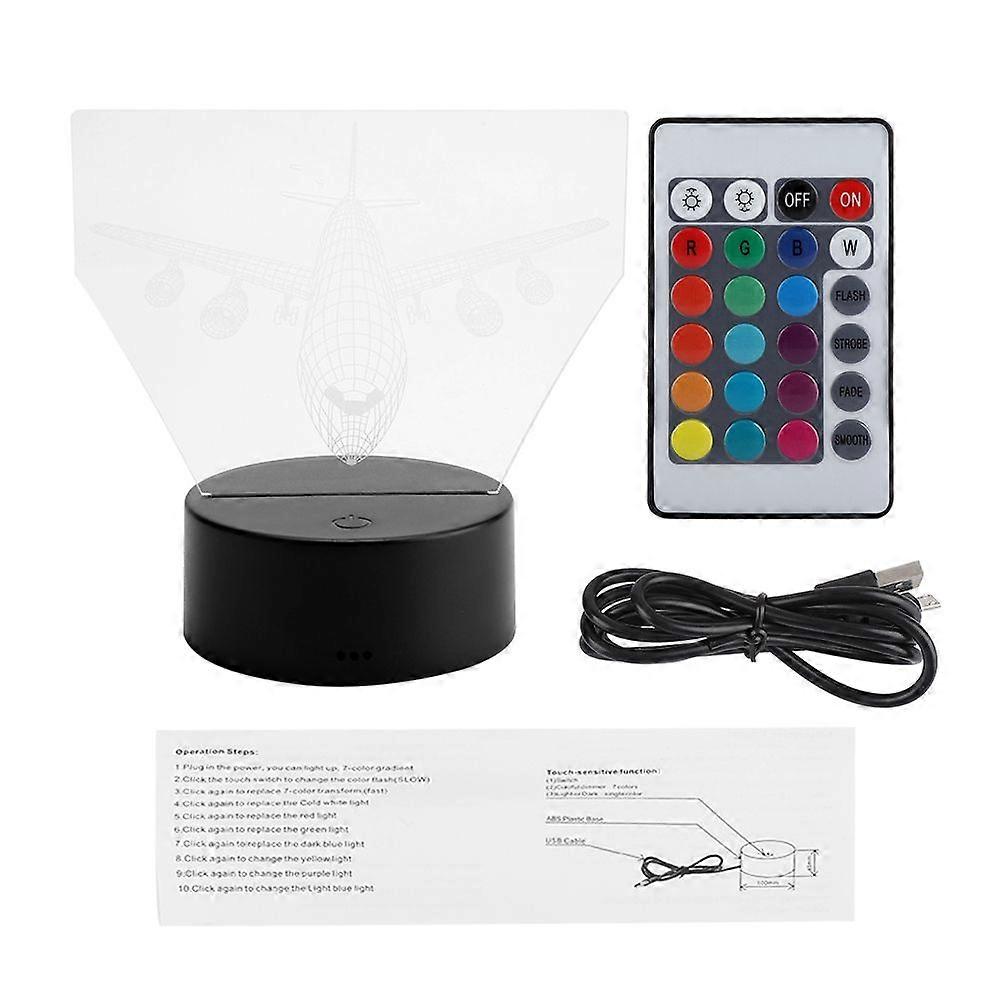 3W 4.5V USB 3D Night Light Touch Control LED Table Desk Lamp Black Base with Remote Control