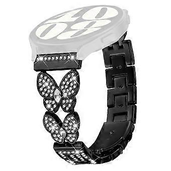 For Huami Amazfit GTR 4 46mm Watch Band Butterfly Rhinestones Decor Alloy Metal Strap