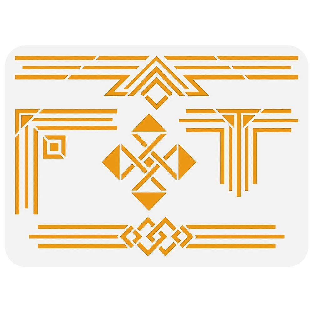 1pc Plastic Drawing Painting Stencils Templates for Painting on Scrapbook Fabric Tiles Floor Furniture Wood Rectangle Geometric Pattern 29.7x21cm
