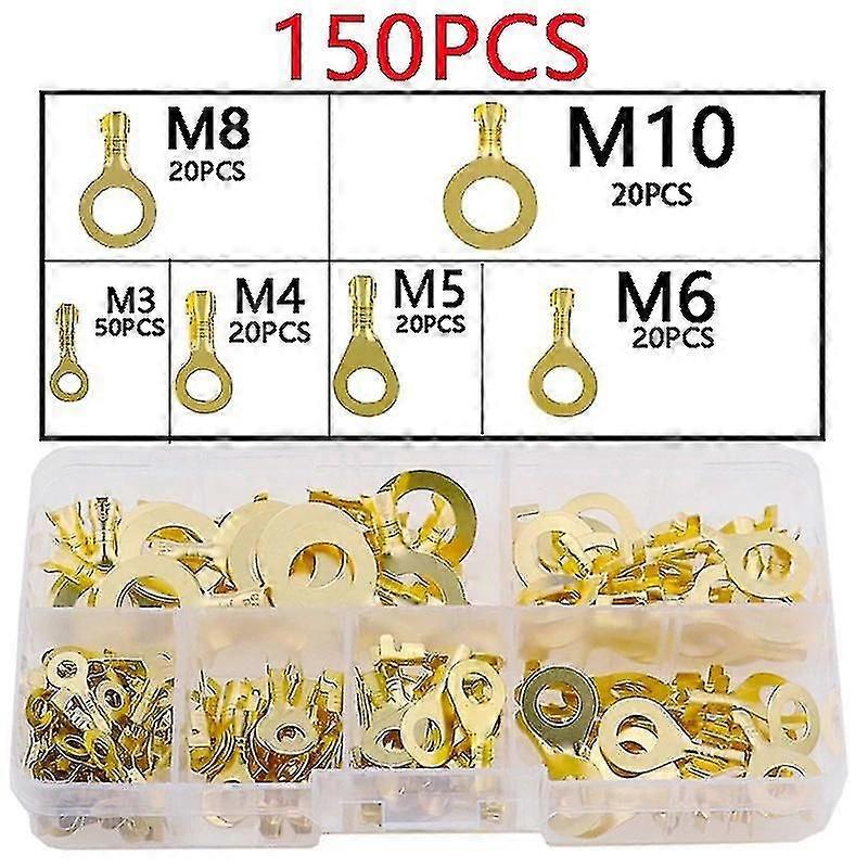 150 Ring Cable Lug M10 M8 M6 M5 M4 M3 Ring Cable Lug Set Brass Cable Lug