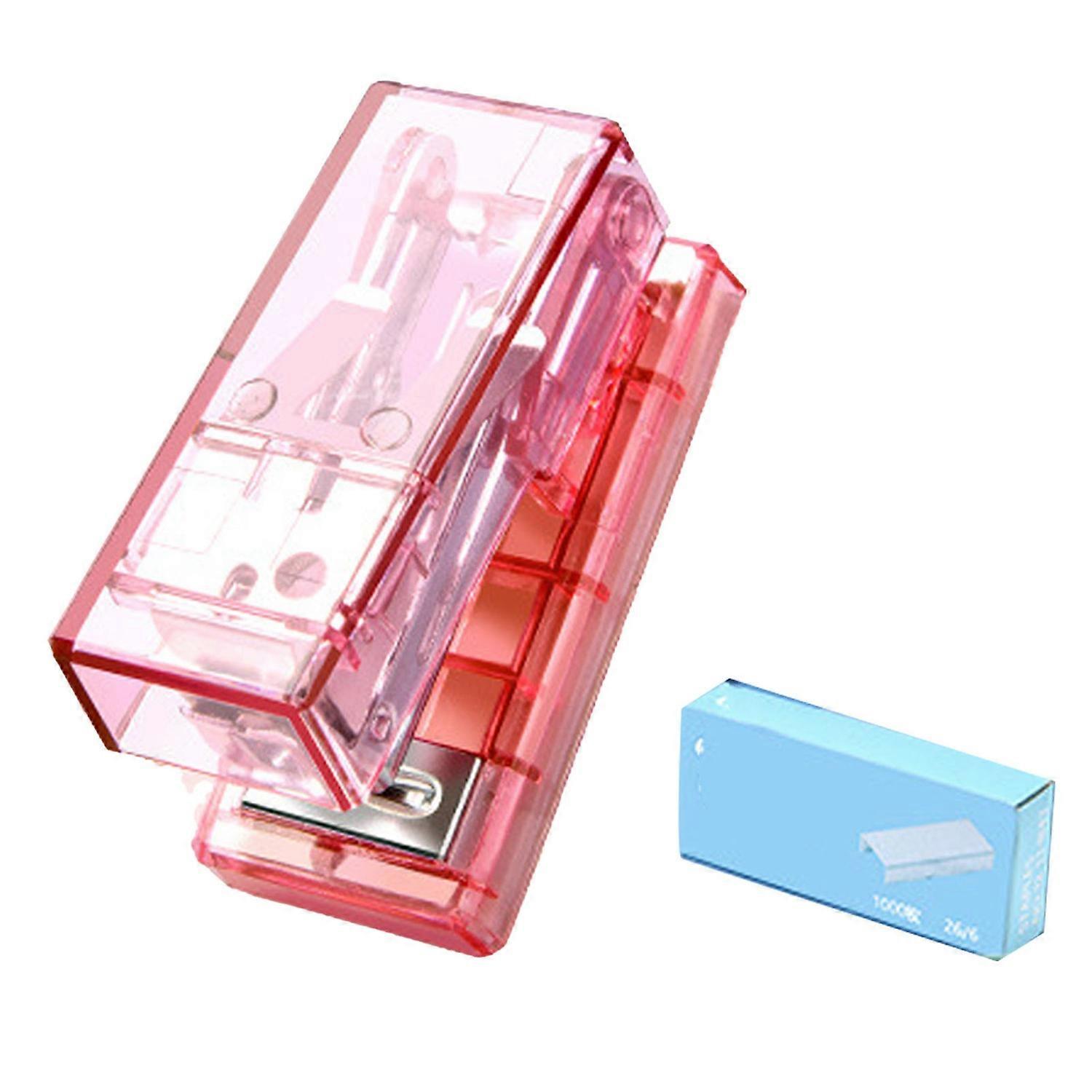 Mini Stapler Cute Portable Semitransparent Steel Construction Save Effort Office Desktop Stapler for
