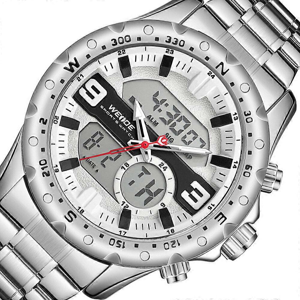 Business Style Dual Display Watch Lcd Digital Chronograph 3atm Waterproof Men Watch