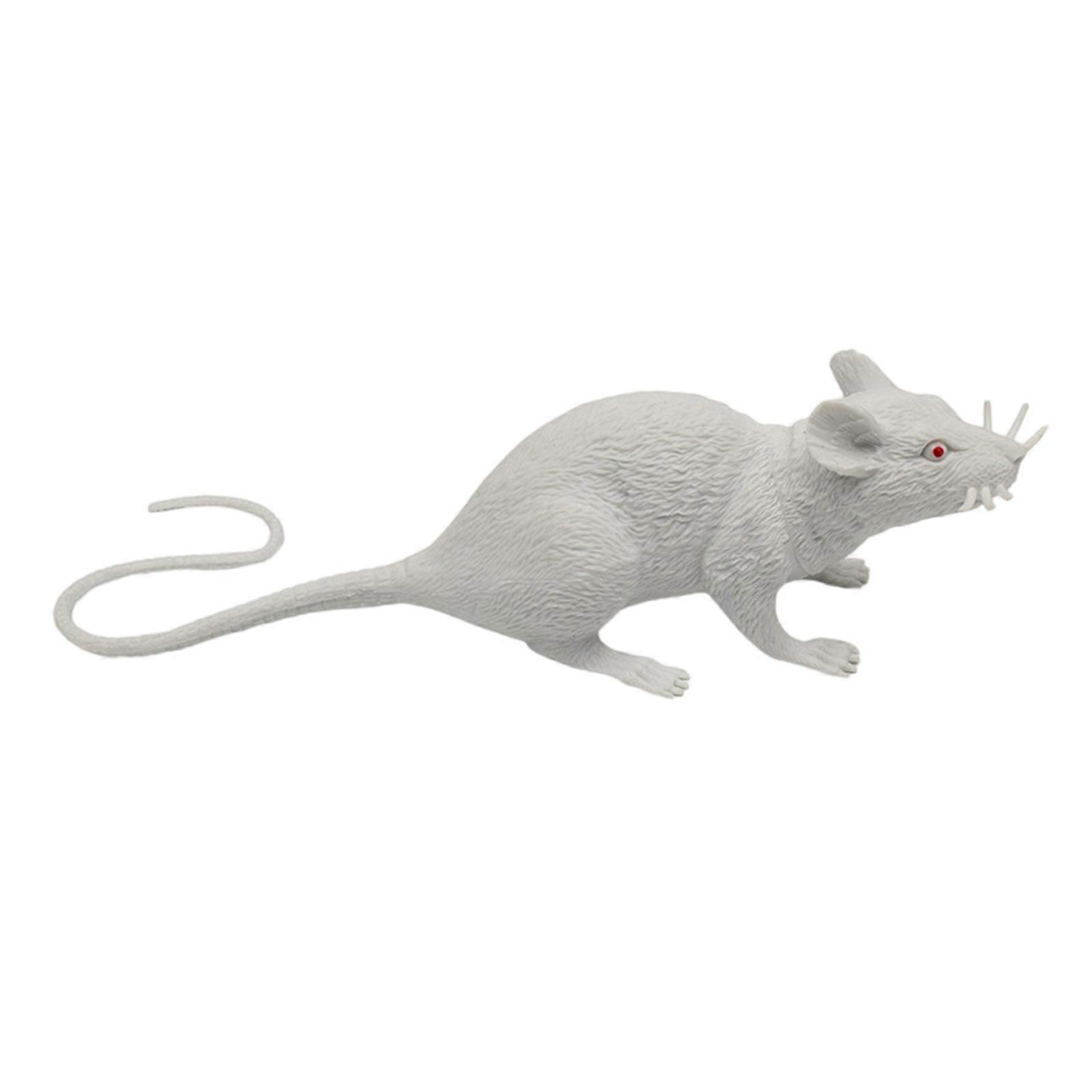 Squeaky Mice Prank Props Realistic Mouse Toy for Cats and Dogs Entertainment Squeezable Fake Mice Ornament with Sound White