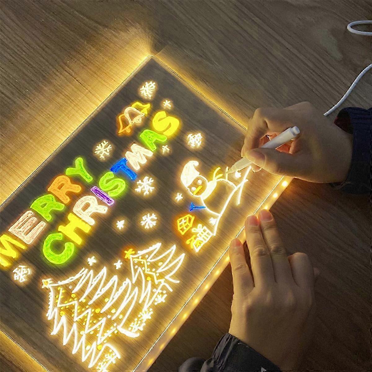 LED Note Board, Glowing Acrylic Message Marker Board with Light, Board Note Illuminated White Board (11.8 x 7.9In)